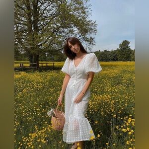 White Puffy River Island Dress